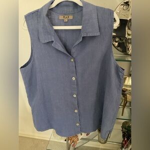 Flax Indigo Sleeveless Button Down Shirt